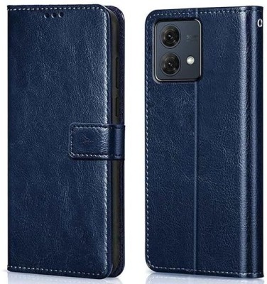 THE JUMP START STORE Flip Cover for Moto G84 Vegan Leather Protective Shockproof Bumper Flip Wallet Diary Cover Case(Blue, Shock Proof, Pack of: 1)