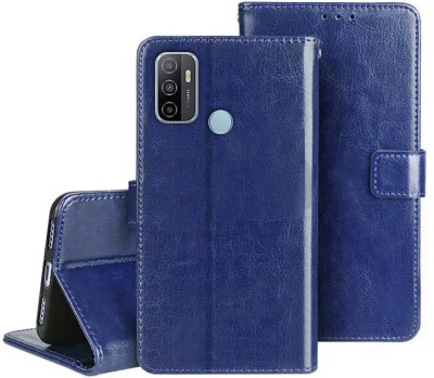 TIKTIK Back Cover for Oppo A53 / CPH2127 | Card Pockets | Wallet Stand | Magnetic | Blue(Blue, Magnetic Case, Pack of: 1)