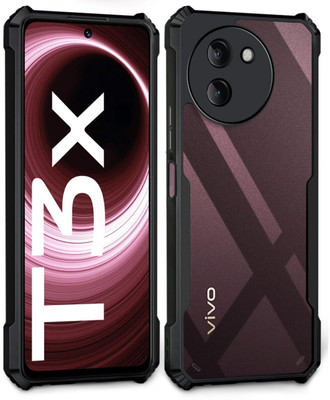 Vlmbr Back Cover for Vivo T3X 5G Back Cover Case -Silicon Black Transparent-MN13(White, Camera Bump Protector, Silicon, Pack of: 1)