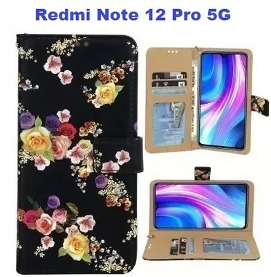 Aarov Flip Cover for Redmi Note 12 Pro 5G(Black, Shock Proof, Pack of: 1)