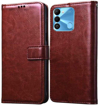 COVERBLACK Flip Cover for Tecno KG5h / Spark Go 2022(Brown, Grip Case, Pack of: 1)