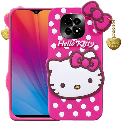 COVERBLACK Back Cover for OPPO F29 5G | Girlish Silicone Cute Hello kitty Case Cover With Golden Pendant(Pink, Grip Case, Silicon, Pack of: 1)