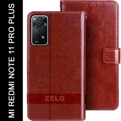 Zelq Flip Cover for Mi REDMI NOTE 11 PRO PLUS(Brown, Magnetic Case, Pack of: 1)