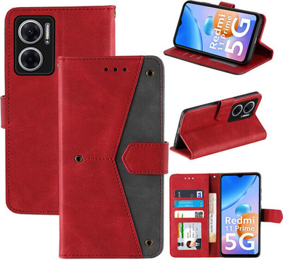 khayati Flip Cover for REDMI 11 Prime 5G,22041219I(Red, Pack of: 1)
