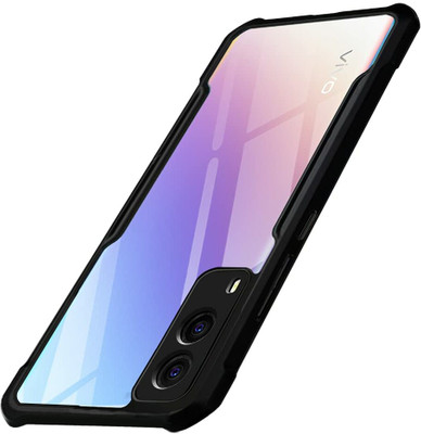 SUNSHINE Back Cover for VIVO-V21E (5G) (Crystal Glass Back | Camera Protection | Shockproof Bumpers )(Black, Grip Case, Pack of: 1)