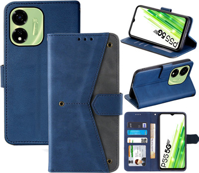 Autofocus Flip Cover for Itel P55 5G(Blue, Camera Bump Protector, Pack of: 1)