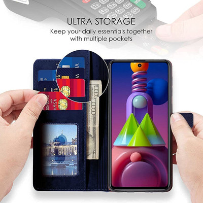 COVERHEAD Flip Cover for Back Cover for Oppo Reno 12 5G Leather Flip Cover(Blue, Grip Case, Pack of: 1)(Blue, Camera Bump Protector, Pack of: 1)