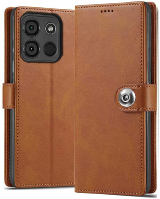 Coverage Flip Cover for Itel A662LM / Itel_A60s(Brown, Dual Protection, Pack of: 1)