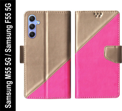 SBMS Flip Cover for Samsung Galaxy M55 5G / Samsung Galaxy F55 5G(Pink, Shock Proof, Pack of: 1)