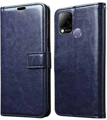 Uvflair Flip Cover for Infinix Hot 10s Flip Case Premium Leather Finish Flip Cover with Card Pockets Wallet Stand(Blue, Cases with Holder, Pack of: 1)