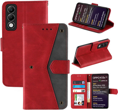 Autofocus Flip Cover for Oppo K13X 5G(Red, Camera Bump Protector, Pack of: 1)