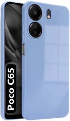 Fashionury Back Cover for Poco C65(Blue, Grip Case, Silicon, Pack of: 1)