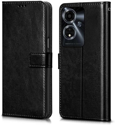 icall Flip Cover for Oppo A59 5g ( Flexible | Leather Finish | Card Pockets Wallet & Stand(Black, Magnetic Case, Pack of: 1)
