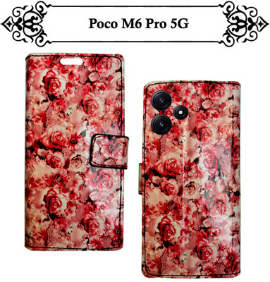 Asmart Flip Cover for Poco M6 Pro 5G(Red, Pack of: 1)