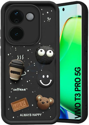 casecult Back Cover for vivo T3 Pro 5G, iQOO Z9s Pro 5G(Black, 3D Case, Pack of: 1)