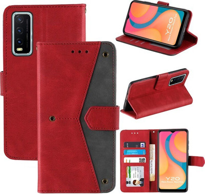 Aarnov Flip Cover for vivo Y20i,V2027,vivo y12s,vivo Y12g(Red, Pack of: 1)