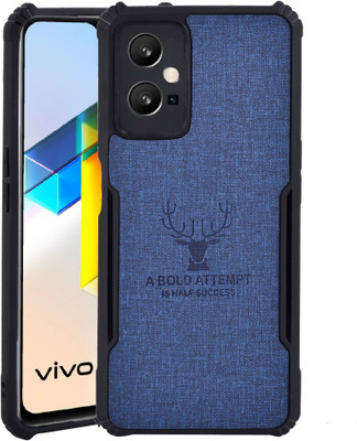 Spicesun Back Cover for VIVO T1 5G / VIVO Y75 5G / Vegan PU Leather / Corner Four Side Edges(Blue, Shock Proof, Pack of: 1)