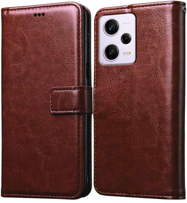 COVERBLACK Flip Cover for REDMI Note 12 5G(Brown, Magnetic Case, Pack of: 1)