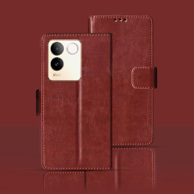 Kalua Mall Flip Cover for Vivo T2 Pro(Maroon, Magnetic Case, Pack of: 1)
