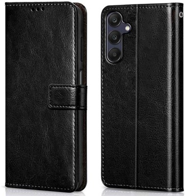 MAMOABHI Flip Cover for SAMSUNG A25 5G ARTIFICIAL LEATHER BACK CASE(Black, Shock Proof, Pack of: 1)