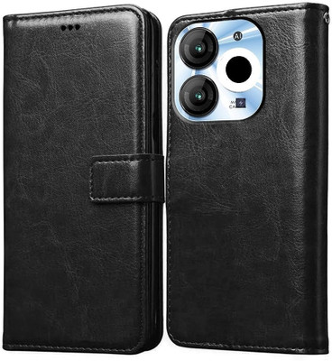 Fastship Flip Cover for itel A6610L / Zeno 20 / Itel_A90 | Vegan Leather | Magnetic | Stand | Wallet Case(Black, Matte Finish, Pack of: 1)
