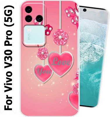 Goldista Back Cover for Vivo V30 Pro (5G)(Pink, White, Silicon, Pack of: 1)