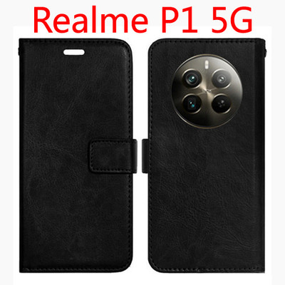 SHANNO Flip Cover for Realme P1 5G(Black, Pack of: 1)