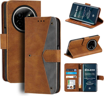 Unistuff Flip Cover for Lava Bold 5G(Brown, Camera Bump Protector, Pack of: 1)