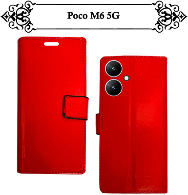 Asmart Flip Cover for Poco M6 5G(Red, Pack of: 1)