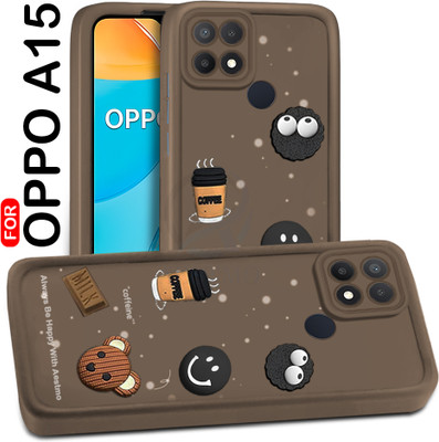 AESTMO Back Cover for Oppo A15(Brown, Dual Protection, Silicon, Pack of: 1)