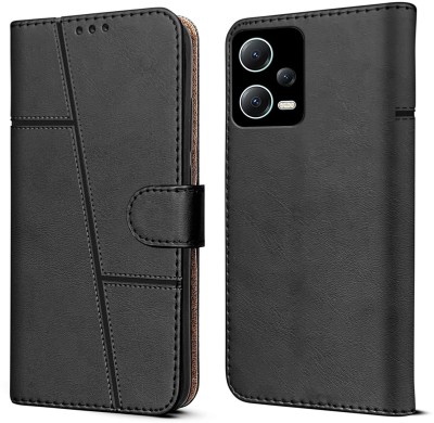spaziogold Flip Cover for Mi Redmi Note 12 5G(Premium Leather Material | 360-Degree Protection | Built-in Stand)(Black, Dual Protection, Pack of: 1)