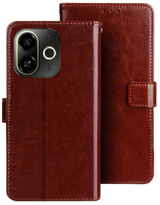 Kalua Mall Flip Cover for Tecno Spark 30C 5G | KL8h pouch cover | Inside Card Slot | Wallet Stand | Brown(Brown, Magnetic Case, Silicon, Pack of: 1)