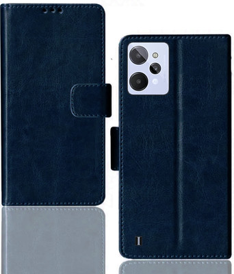 Kalua Mall Flip Cover for Realme C31 4G | RMX3501 folding cover | Inside TPU with Card Pockets | Wallet Stand | Blue(Blue, Magnetic Case, Silicon, Pack of: 1)