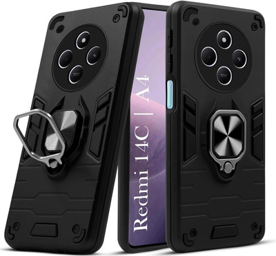 Krish Tech Back Cover for Xiaomi Redmi A4 5G, Xiaomi Redmi 14C 5G(Black, Ring Case, Pack of: 1)