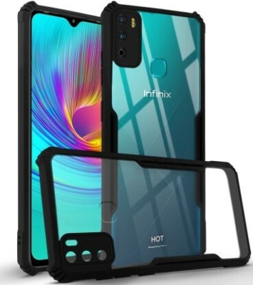 Phone Case Cover Back Cover for Infinix Hot 9, Infinix Hot 9 Pro(Transparent, Black, Shock Proof, Pack of: 1)