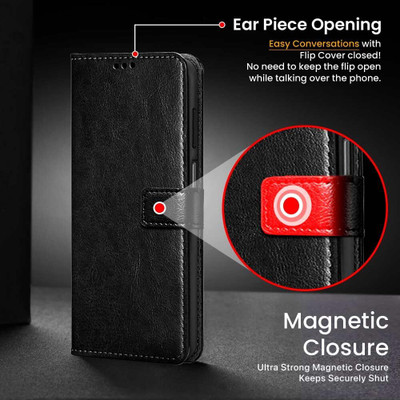 COVERHEAD Flip Cover for Samsung Galaxy F06 5G leather Leather Flip (Black, Shock Proof, Pack of: 1)(Black, Camera Bump Protector, Pack of: 1)