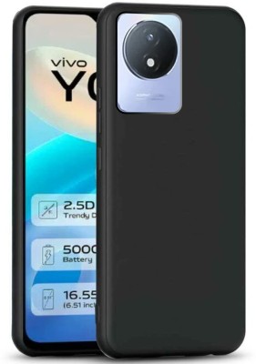 Rlab Back Cover for Vivo Y02 | Soft Silicon Protective Case Cover Designed,Candy(Black, Camera Bump Protector, Silicon, Pack of: 1)