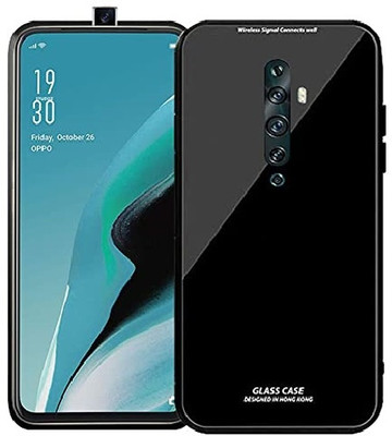 ELEF Back Cover for Oppo Reno 2F Luxurious Toughened Glass Back Case With Shockproof Bumper Case(Black, Shock Proof, Pack of: 1)