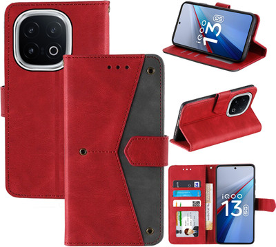 Autofocus Flip Cover for iQOO 13 5G(Red, Camera Bump Protector, Pack of: 1)