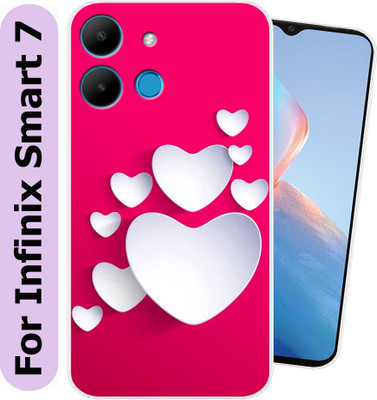 Hostprint Back Cover for Infinix Smart 7(Pink, White, Silicon, Pack of: 1)
