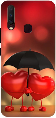 Rockyard Back Cover for vivo Y12, 1904, HEART, UMBRELLA, LOVE, COUPLE(Red, Flexible, Silicon, Pack of: 1)