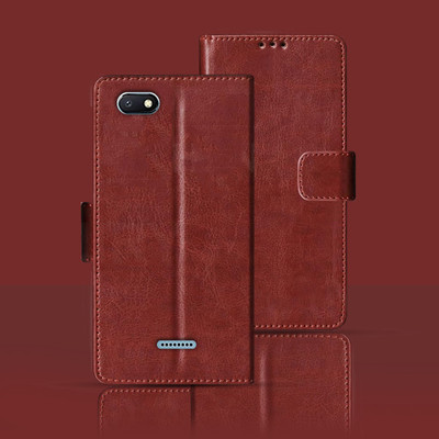 Kalua Mall Flip Cover for Mi Redmi 6A(Brown, Pack of: 1)