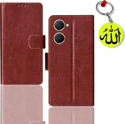 HANIRY Flip Cover for Iqoo Z9 LITE 5G pouch cover | Iqoo I2306 pouch cover | Allah Keychain | Brown(Brown, Magnetic Case, Pack of: 1)