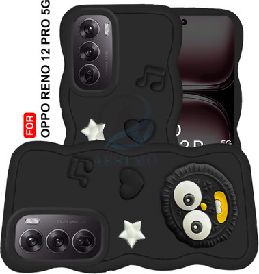 AESTMO Back Cover for Oppo Reno 12 Pro 5G(Black, Dual Protection, Silicon, Pack of: 1)