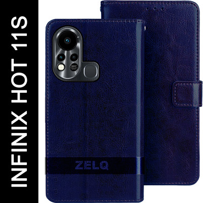 Zelq Flip Cover for Infinix Hot 11s(Blue, Magnetic Case, Pack of: 1)