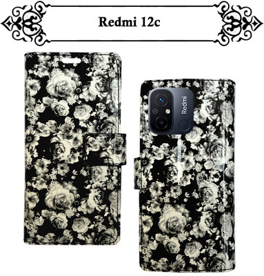 Asmart Flip Cover for Redmi 12c(Black, Pack of: 1)