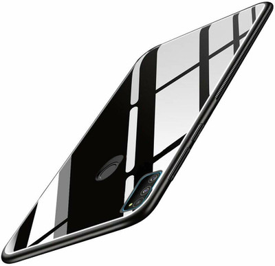 ELEF Back Cover for Samsung Galaxy M21 Luxurious Toughened Glass Back Case Shockproof Bumper Case(Black, Shock Proof, Pack of: 1)