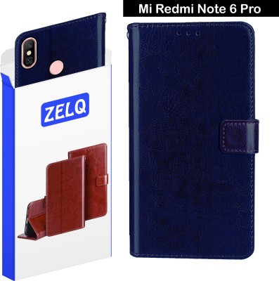 Zelq Flip Cover for Mi Redmi Note 6 Pro(Blue, Magnetic Case, Pack of: 1)