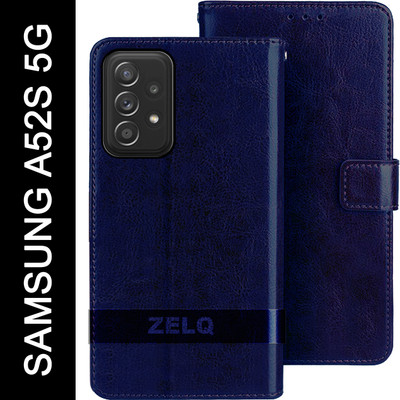 Zelq Flip Cover for SAMSUNG A52s 5G(Blue, Magnetic Case, Pack of: 1)