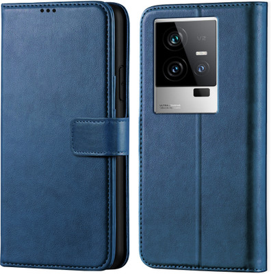 Scyther Back Cover for Iqoo 11 5G - Inbuilt Stand & Card Pockets | Hand Stitched | Wallet Flip Case(Blue, Card Holder, Pack of: 1)